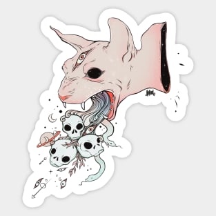 Sphynx Cat With Skulls Sticker